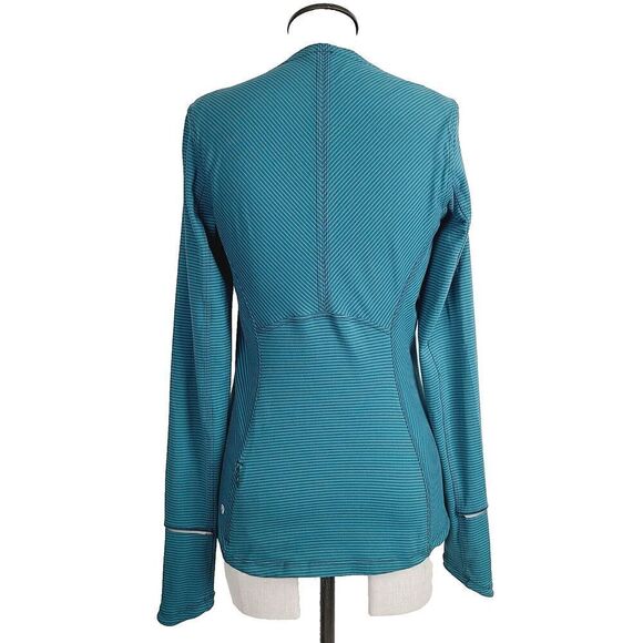 Lululemon Athletica‎ Womens 6 Kanto Catch Me Long Sleeve Striped Green Knit Top - Picture 2 of 7
